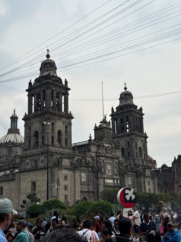 Evening street photography captures Mexico City's historic architecture