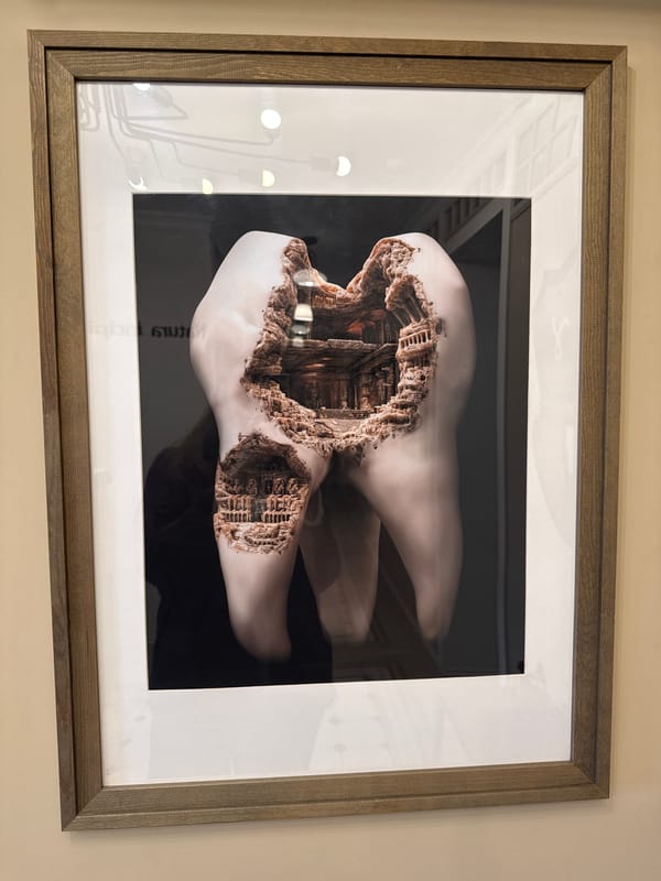 Dental-themed artwork displayed on wall in Izhevsk