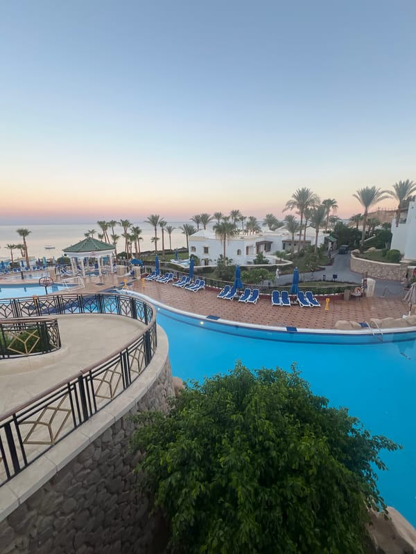 Resort evening in Sharm El Sheikh, poolside and calm