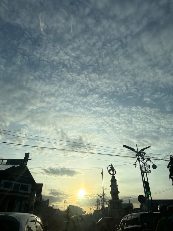 Sunset captured from vehicle in Lhokseumawe, Indonesia