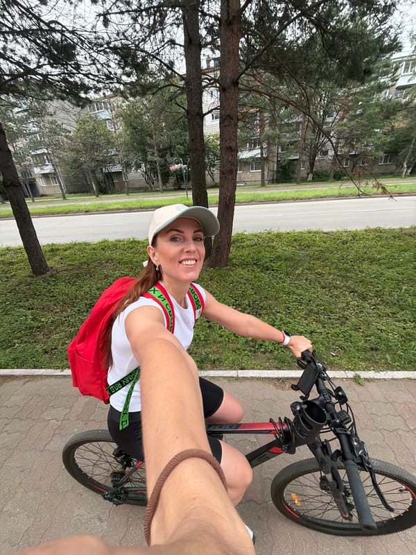 Cycling through Birobidzhan streets, captured from multiple angles