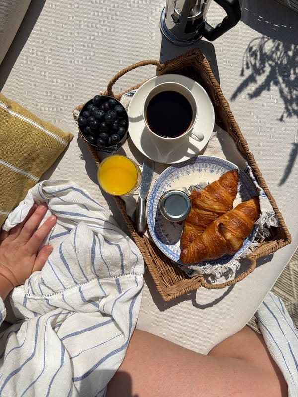 Lazy summer breakfast spread on a Gangloff patio