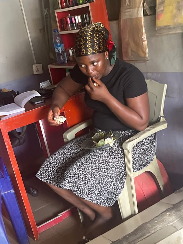 Casual morning at a small Abuja hair salon