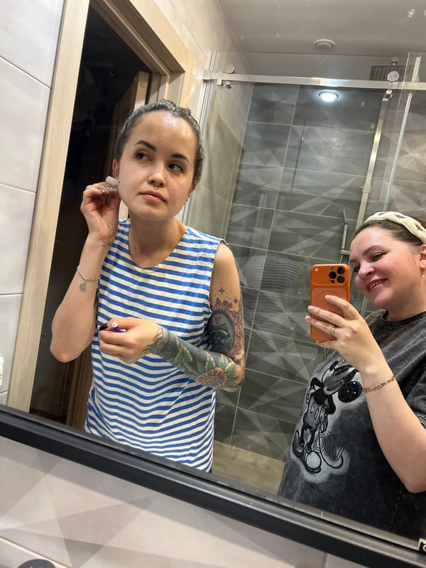 Woman performs ear piercing in Russian bathroom, documents procedure