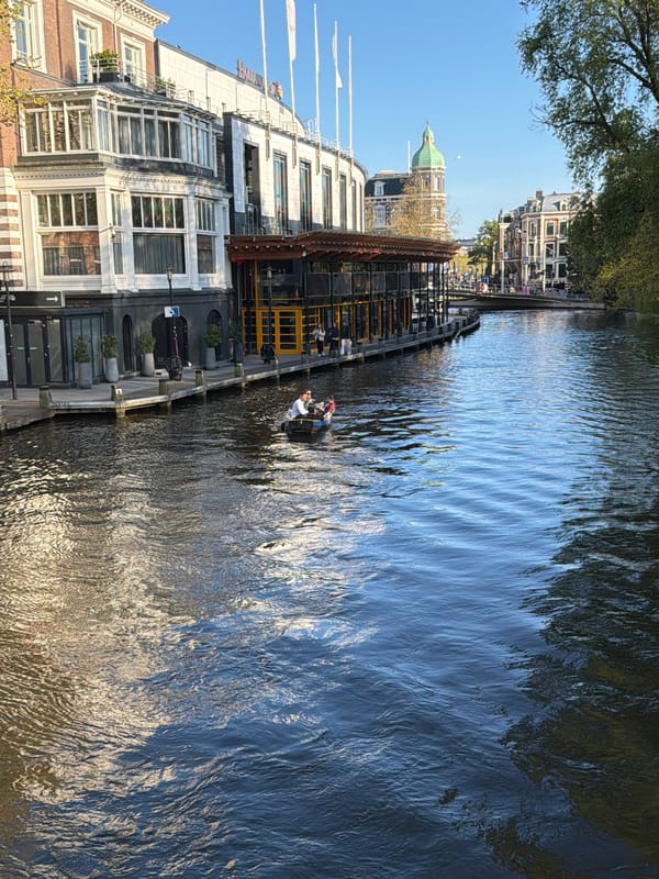 Sunny canal scenes captured in Amsterdam Friday evening