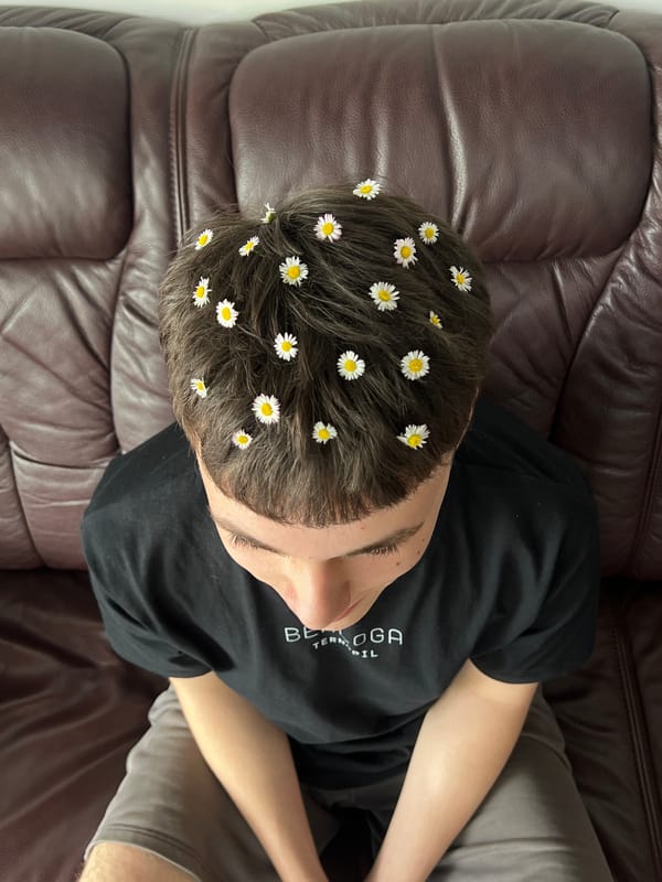 Daisy hair decorating session on a couch in Ternopil