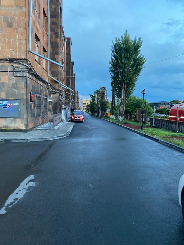 Police activity observed in Gyumri streets during evening hours
