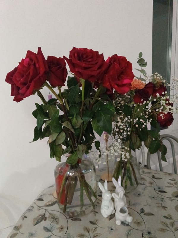 Kitchen selfies and rose arrangements captured in Andreyevo home