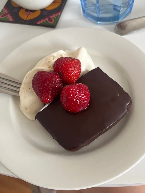 Chocolate brownie dessert photographed in Saarbrücken