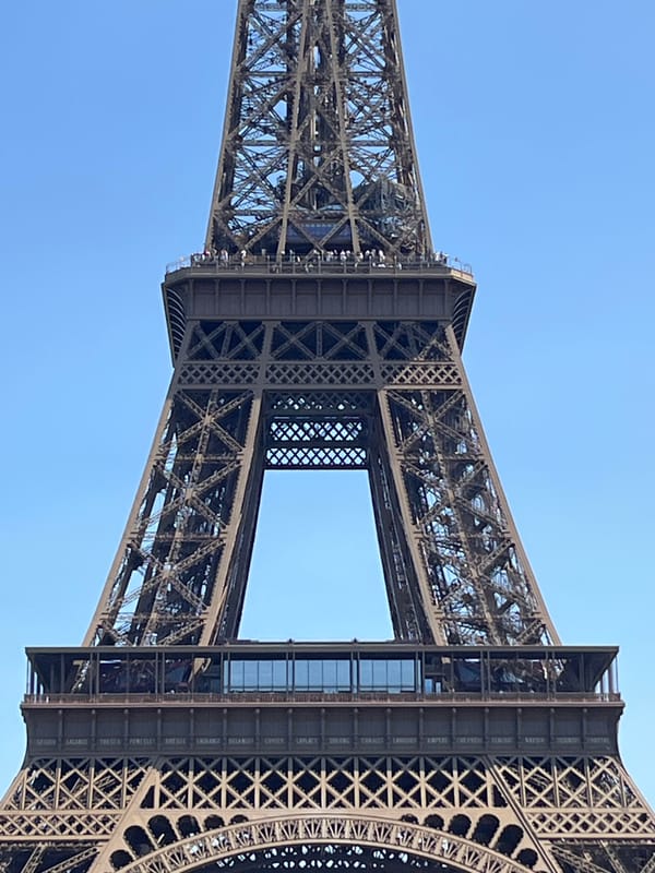 Eiffel Tower up close on a sunny Paris afternoon