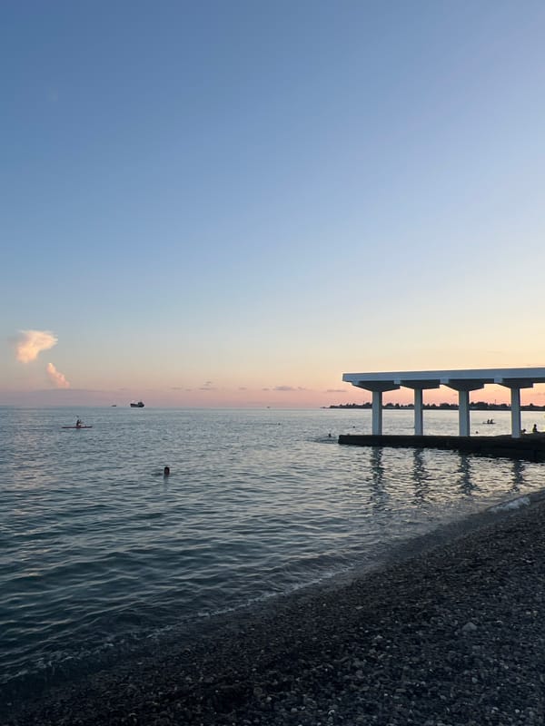 Summer evening on the Black Sea shore in Sokhumi