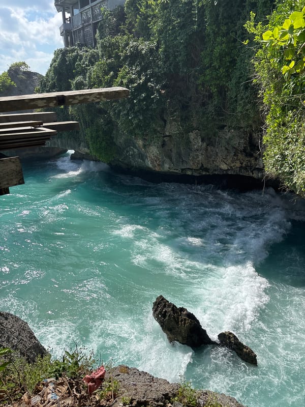 Tourist activities captured at Kuta Selatan coastal cliffs and caves