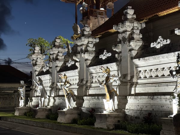 Traditional Balinese temple architecture documented in Kutuh, Indonesia