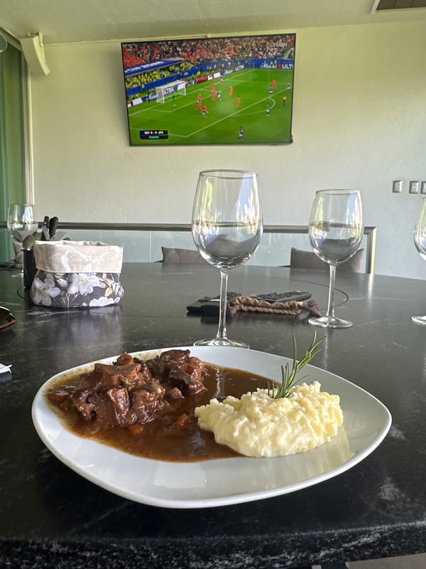 Dinner and soccer at Mexican patio restaurant