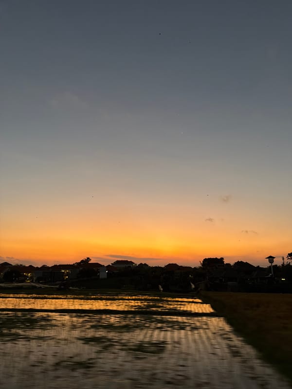 Sunset scenes documented across North Kuta Indonesia streets