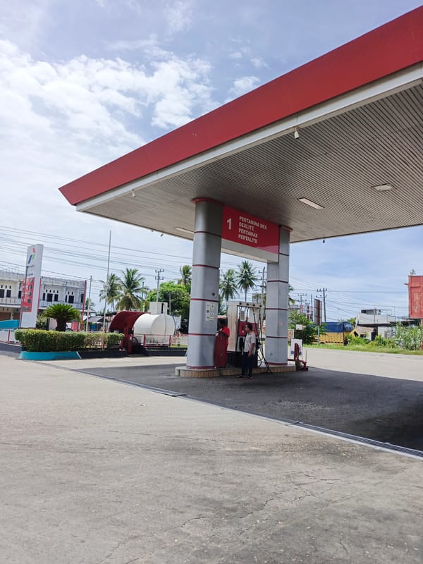 Pertamina station forecourt in Payameuneng, Indonesia