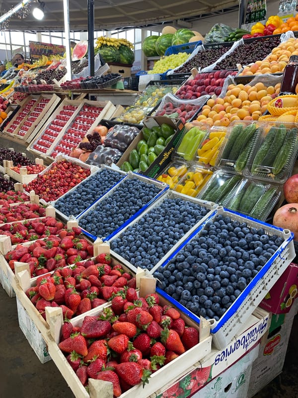 Fresh produce market documented in Krasnoyarsk, Russia
