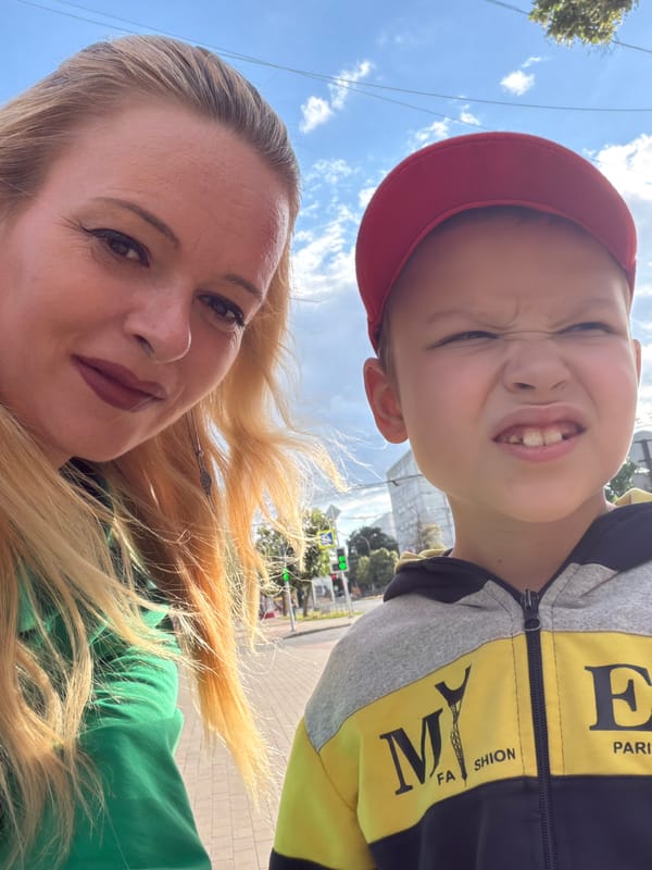 Afternoon street-level scenes from central Chernihiv, Ukraine