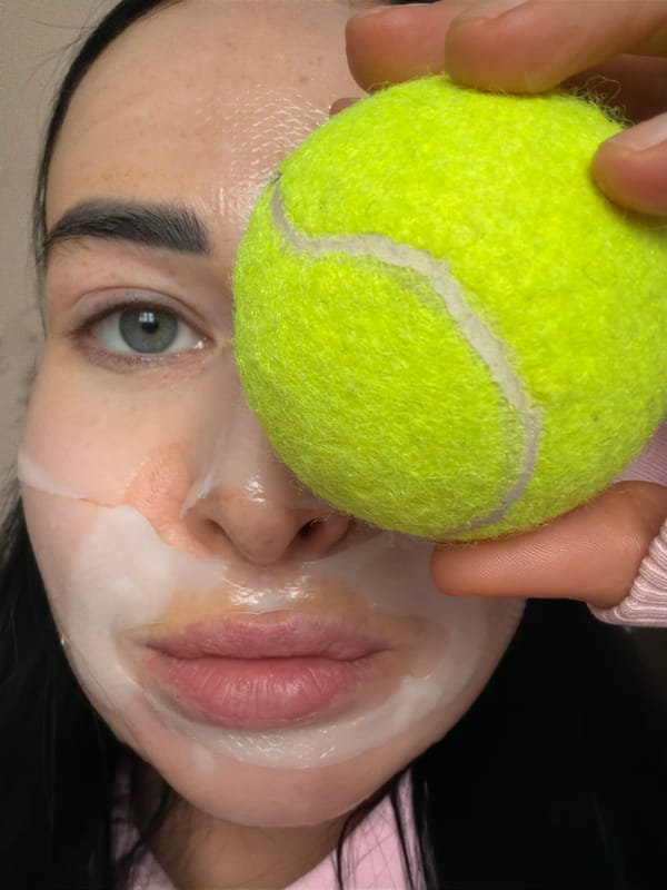 Morning skincare routine documented in Saint Petersburg apartment