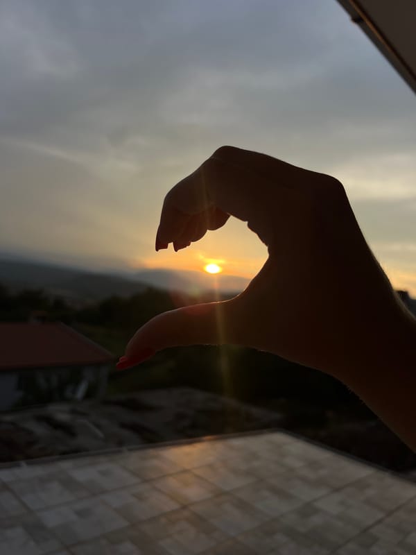 Sunset over Podgorica's hills, framed two ways