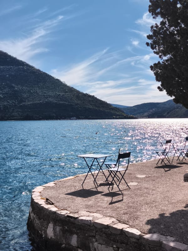 Fire trucks stationed in Perast Montenegro waterfront area