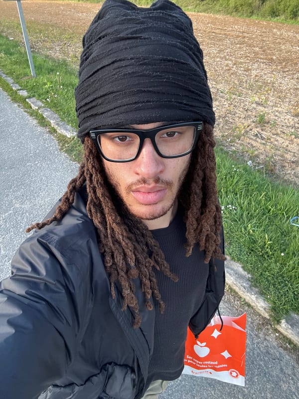 Person documents visit to Marcoussis with selfies, video