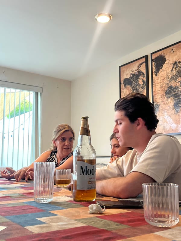 Multi-generational family meal gathering in Tlaxcalancingo dining room