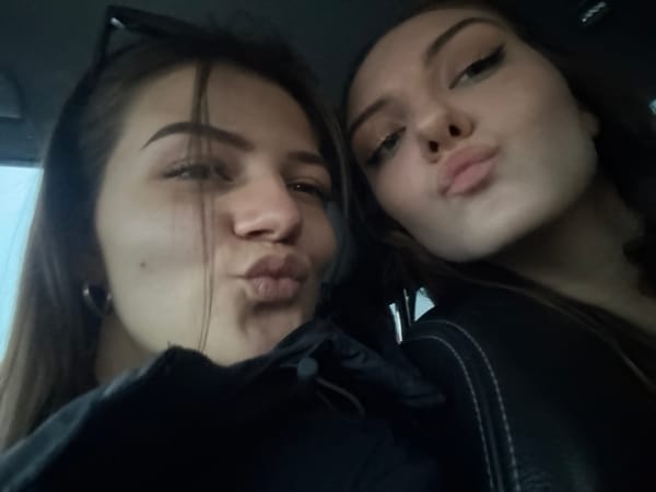 Young women take selfie in car in Sofia