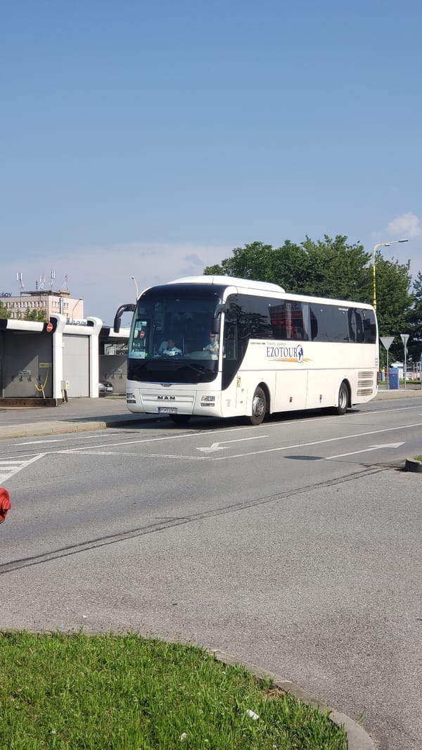Busy morning at a Prešov retail and transit hub