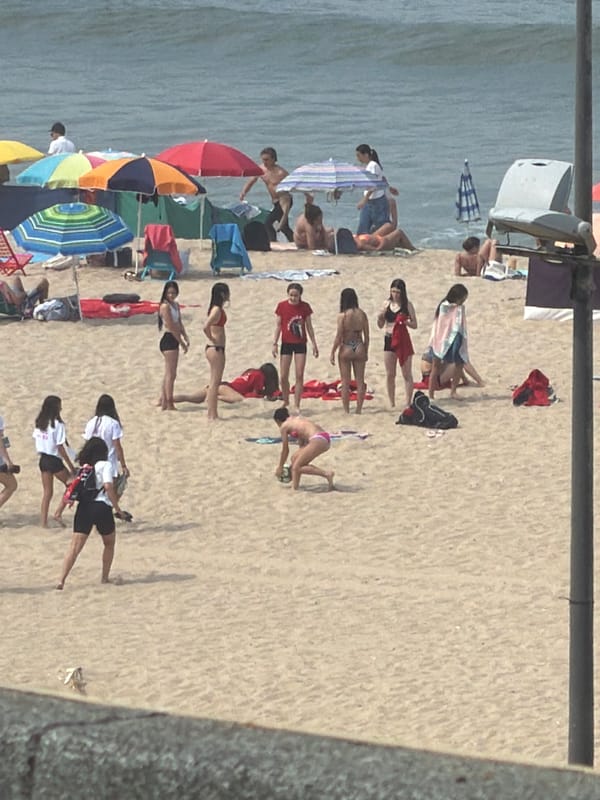 Busy beach day draws crowds to Espinho, Portugal shores