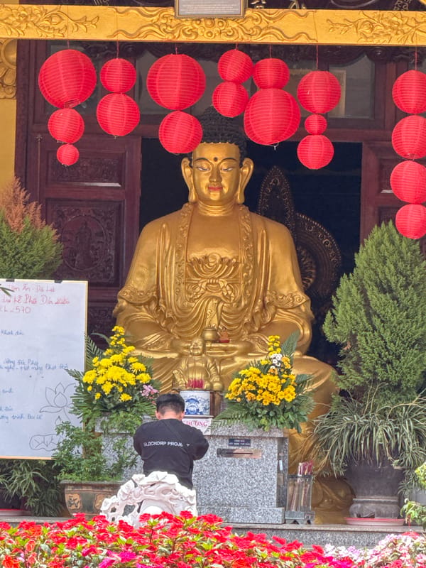 Buddhist temple celebrations documented across Da Lat Vietnam dawn hours