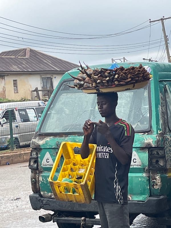 Rainy morning street life in Bukuru, Nigeria