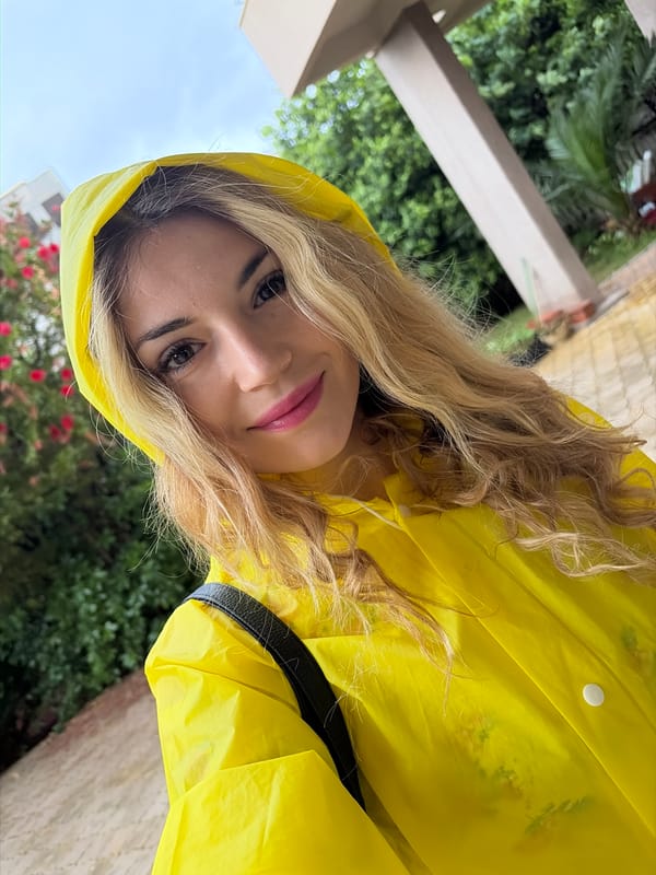 Woman's morning routine captured in rainy Budva
