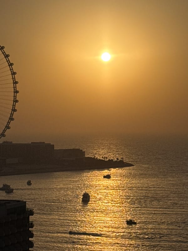 Golden hour over the Arabian Gulf, Dubai coastline