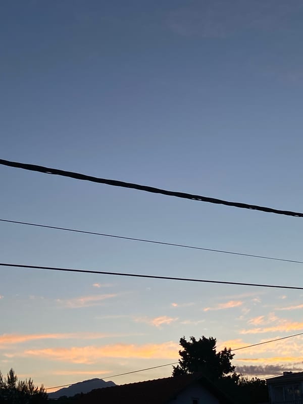 Dusk sky with power lines observed in Kunje, Montenegro