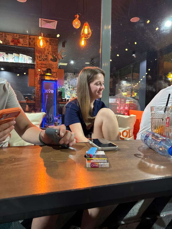 Late evening at a Lovech bar, inside and out