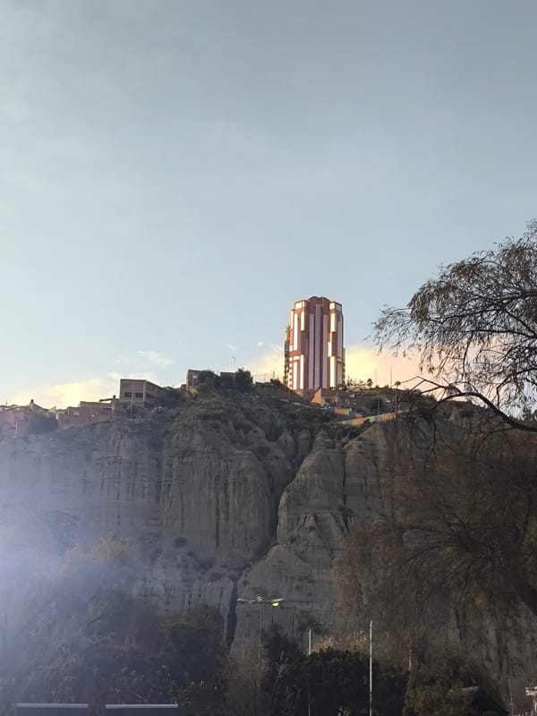 Evening gathering documented at La Paz park during twilight hours