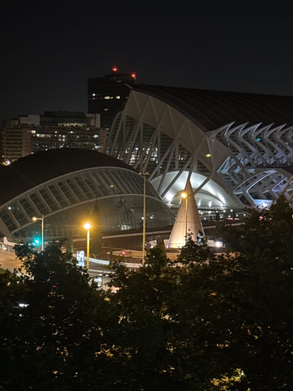 Nighttime views captured at Valencia's City of Arts and Sciences