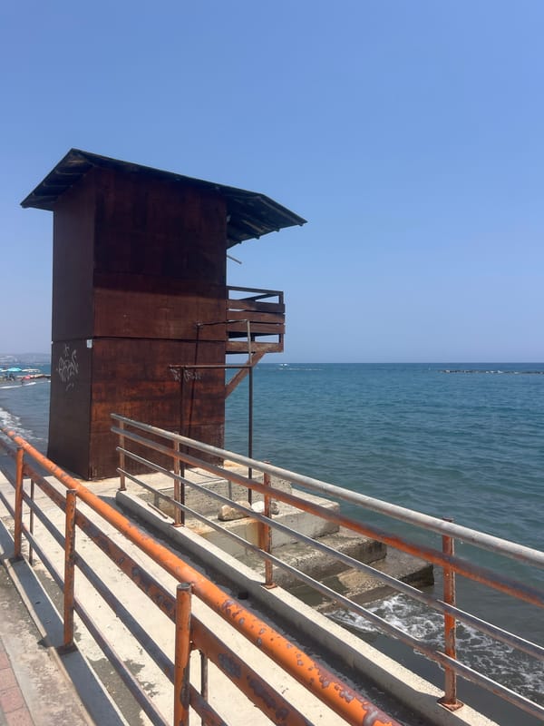 Sunny morning along the Agios Tychona beachfront, Cyprus