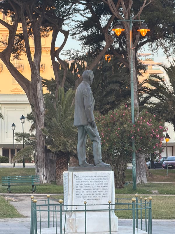 Cascais at golden hour: parks, casino, and palm-lined streets