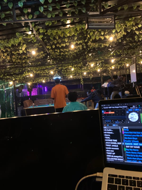 Evening DJ session at decorated venue in Gura Top
