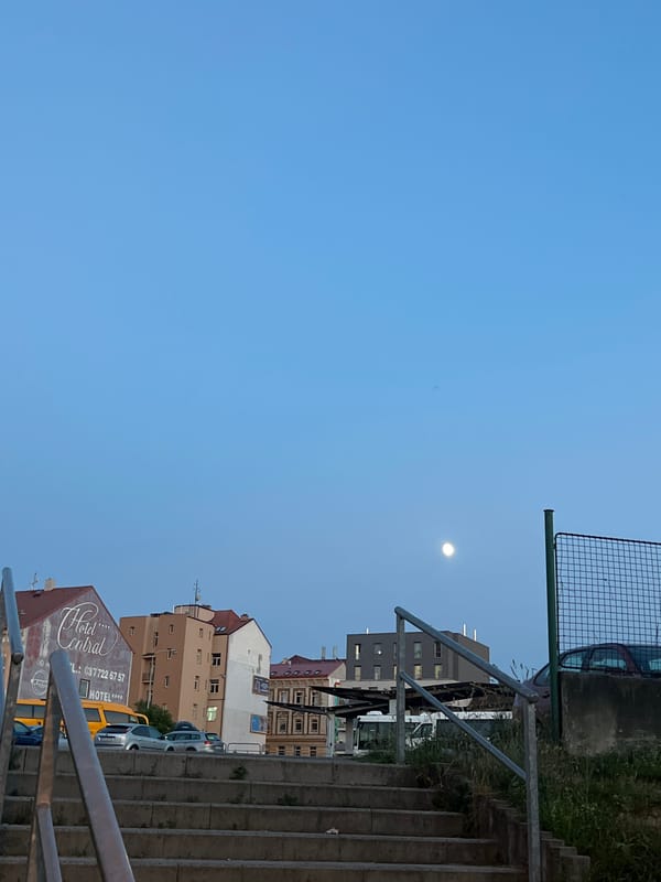 Pilsen at dusk, June evening on the streets