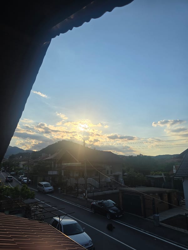 Rooftop views document afternoon scenes across Berkovitsa, Bulgaria