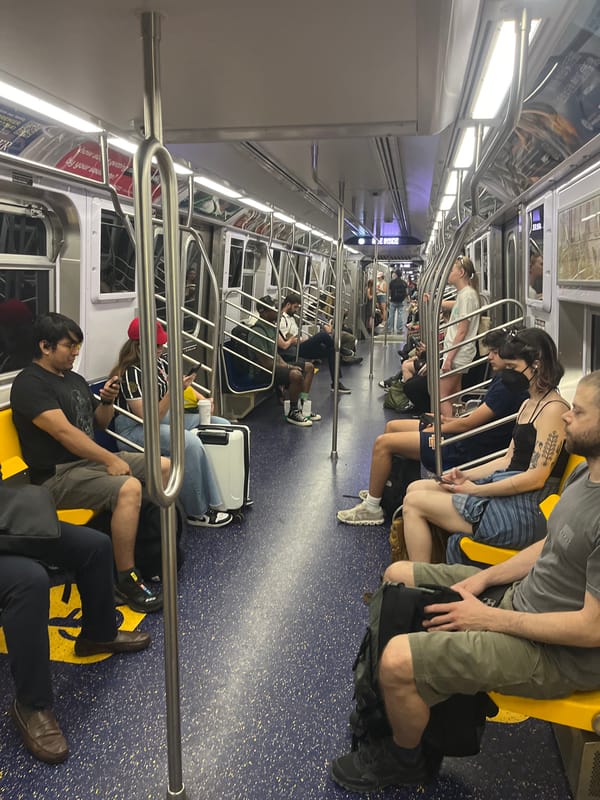 Riding the NYC subway through Metropolitan Avenue, Brooklyn