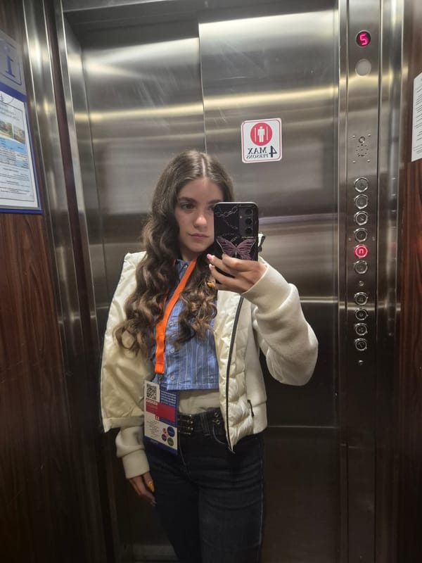 Woman takes selfie in elevator in Bulgarian town