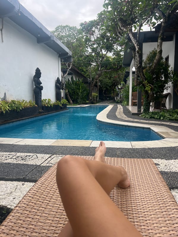 Morning poolside relaxation captured in Kuta Selatan, Indonesia