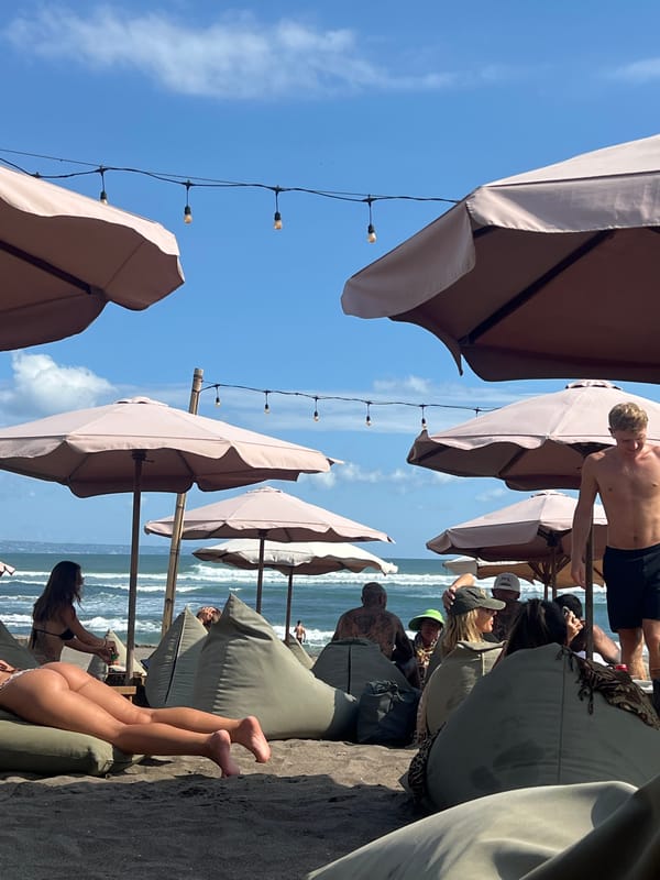 Morning beach relaxation captured in North Kuta, Indonesia
