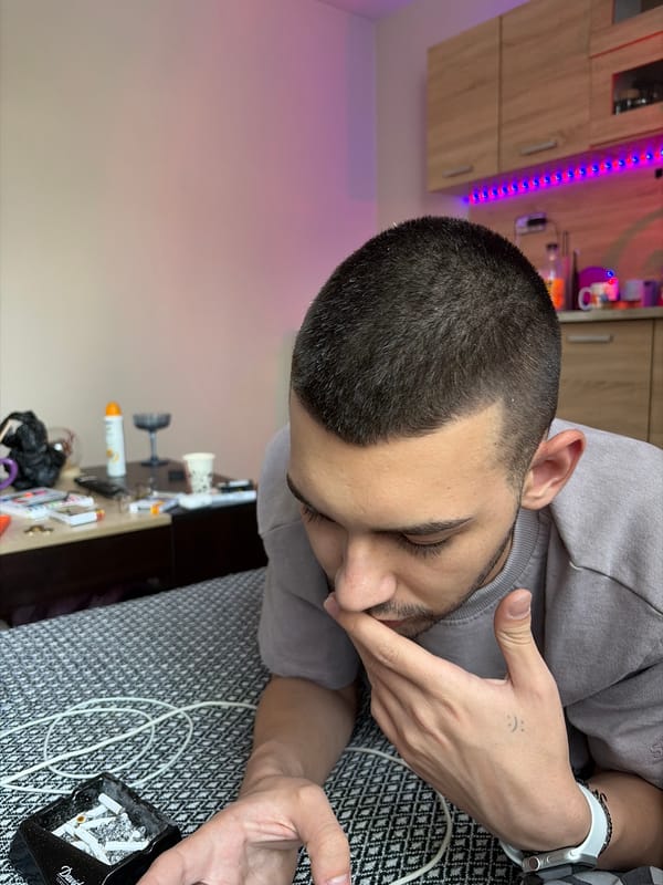 Young man documents casual moments at home in Bulgaria