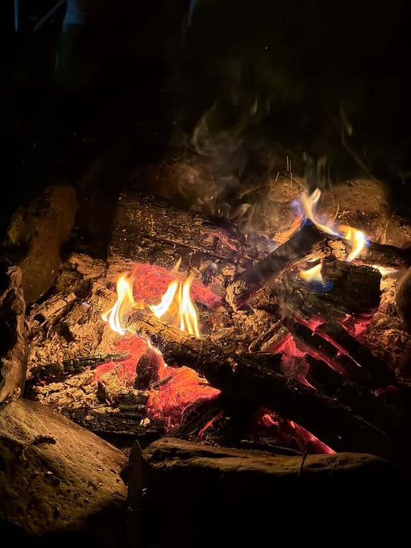 Late-night campfire gathering in the Snoqualmie Pass forest