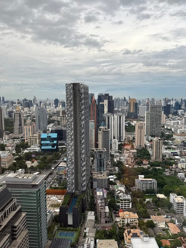 Bangkok skyline and streets on a stormy late morning